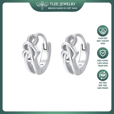 Bông tai bạc nữ TLEE s925 tròn bấm nút thắt trái tim cá tính, sang trọng TLEE JEWELRY B0598
