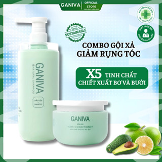Combo Dầu Gội Dầu Xả Ganiva Xanh Dầu Bơ Bưởi Giúp Tóc Mềm Mịn Chắc Khỏe Giảm Gãy Rụng, Nấm Ngứa