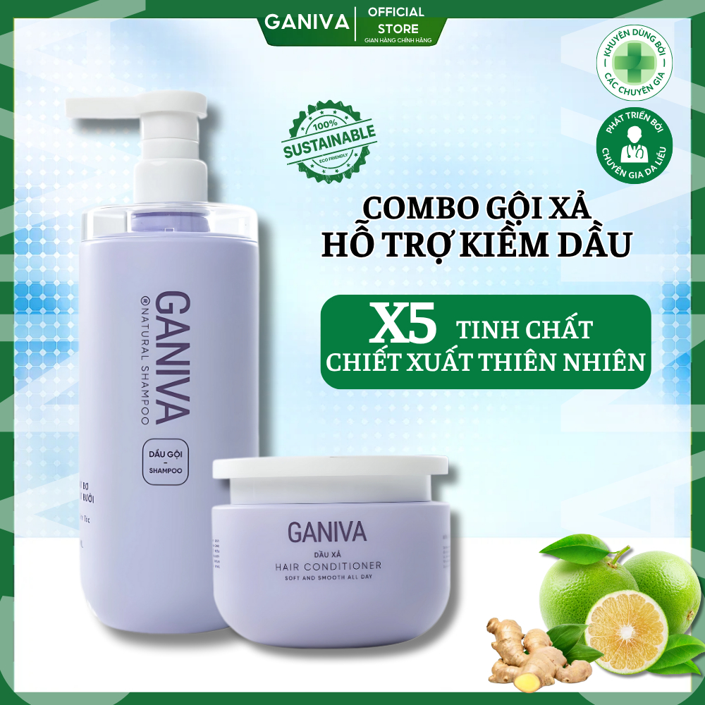  Combo Dầu Gội Dầu Xả Ganiva Bơ Bưởi Thiên Nhiên Chăm Sóc Tóc Mềm Mịn Chắc Khỏe 