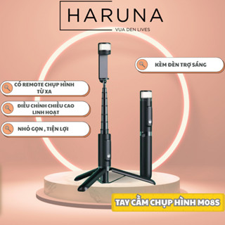  gậy chụp ảnh 3 chân M08S ,Gậy tự sướng mini gấp gọn chiều dài sử dụng 23-80cm kèm remote và đèn trợ sáng 