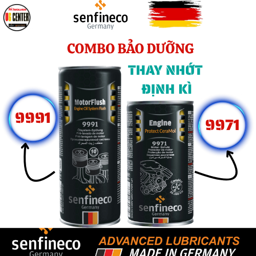 Combo bảo dưỡng ô tô định kì cao cấp Senfineco 9991 + 9971, Phụ gia nhớt + Súc động cơ