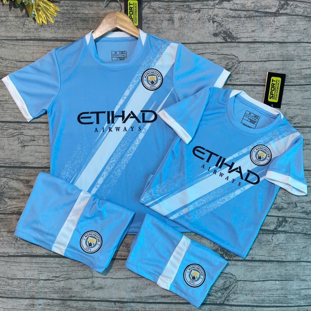Bộ Quần Áo Thể Thao Trẻ Em Sân Nhà CLB Man City Sân Nhà - Bộ Đồ Bóng Đá Trẻ Em Man City Sân Nhà