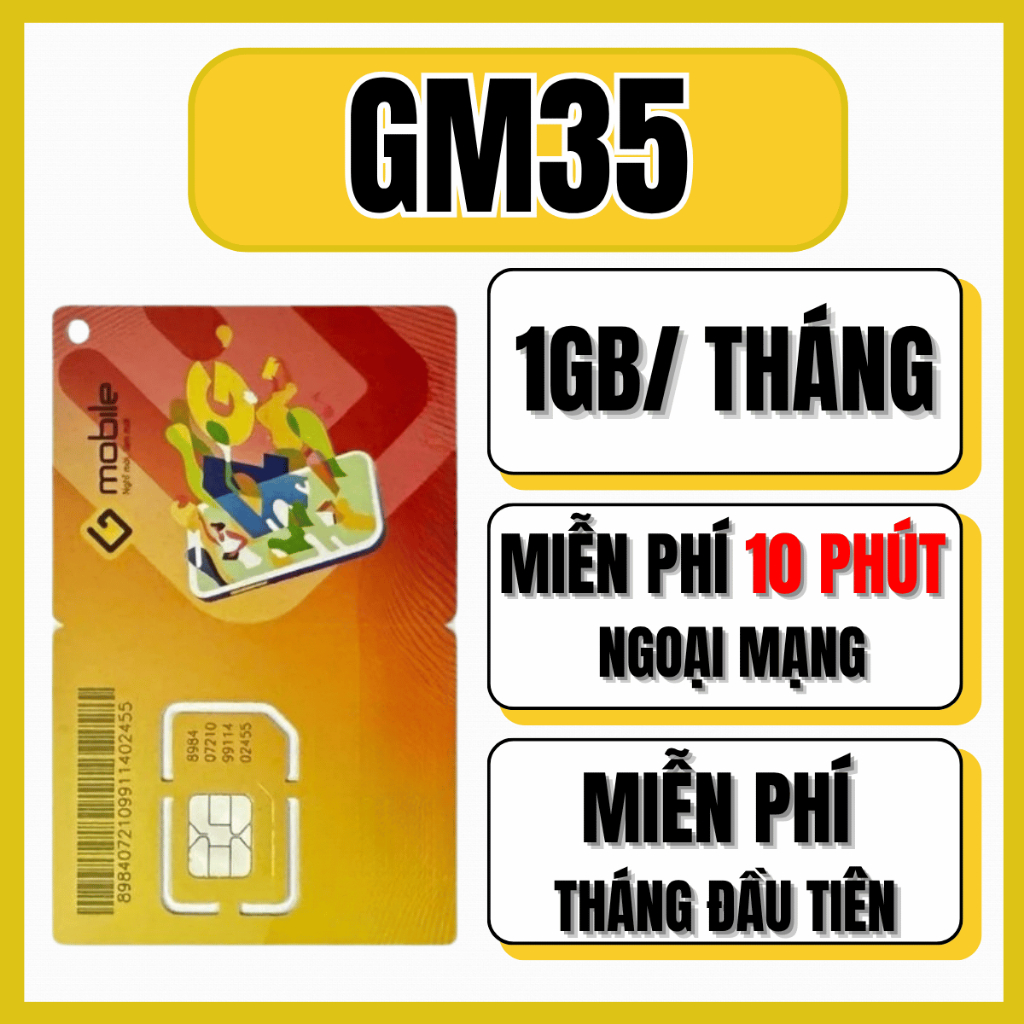 [ FREE 1 THÁNG ] Sim Data 4G 5G Mobifone Gmobile GM35 GM68 GM86 GM120 - Miễn Phí Data + Nghe Gọi Giá