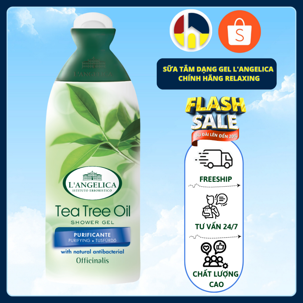 Sữa tắm thảo mộc dạng gel L'angelica chính hãng Hương trà xanh 250ml
