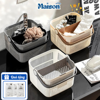 Giỏ Đựng Đồ Dùng Nhà Tắm Kèm Quai MAISON, Đựng Mỹ Phẩm Đa Năng, Giỏ Đựng Đồ Vệ Sinh Cá Nhân Chất Liệu Nhựa PP Cứng Cáp