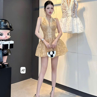 váy nữ sang chảnh tiểu thư,váy thiêt kế sang chảnh váy ren phối tacta đan dây xinh G152