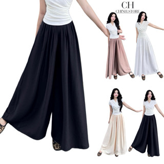 Quần đũi suông ống rộng lưng thun có túi, quần suông giả váy chất đũi mềm mát Bigsize cho Nữ- Q3