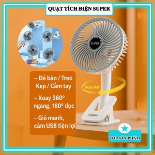  Quạt Mini 4 Trong 1 Đa Năng – Dùng USB Gió Mạnh Quay 360° – Cầm Tay Treo Kẹp Để Bàn 