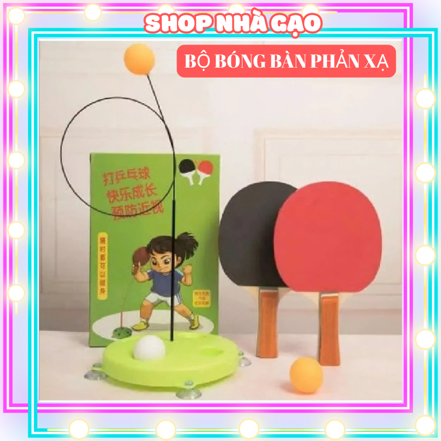 Bộ bóng bàn phản xạ vợt gỗ 3 bóng cho bé - Đồ chơi vận động tập luyện phản xạ tốt trẻ em