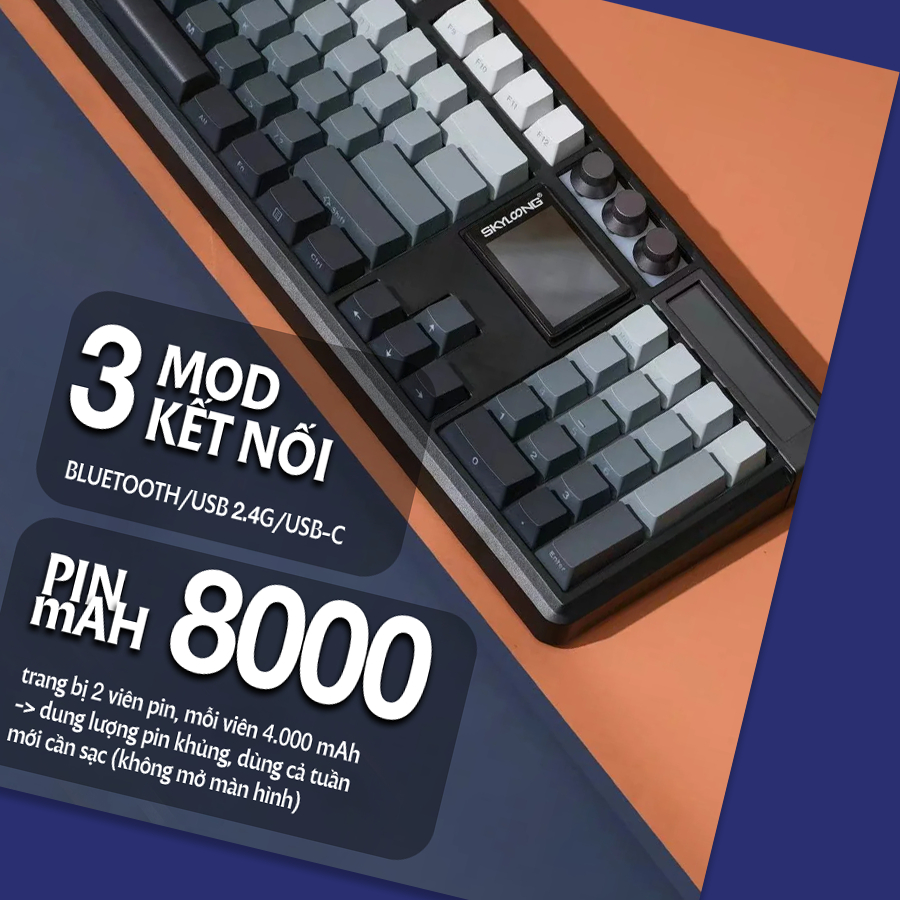 [CHÍNH HÃNG] Bàn phím cơ Skyloong GK104 Pro - Bàn phím không dây fullsize, 2 màn hình, Có núm xoay điều chỉnh, Hotswap | BigBuy360 - bigbuy360.vn