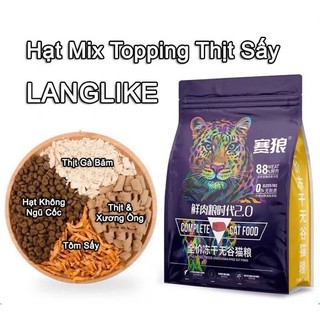 🐱 [Bao 5kg] Hạt cho mèo LANGLIKE 4 topping, đạm 40% Hạt LANGLIKE không độn ngũ cốc, 20% topping