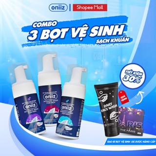 Bộ 3 bọt vệ sinh nam giới Oniiz, dung dịch vệ sinh nam tạo bọt 100ml quà tặng nước hoa 4ml và sữa rửa mặt full size