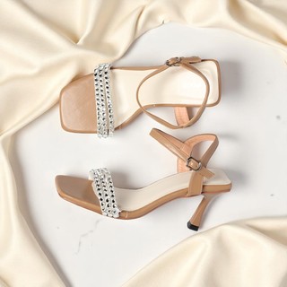 [XẢ KHO] Giày Sandal Nữ Cao Gót 7cm Quai Đính Đá Pixie H305