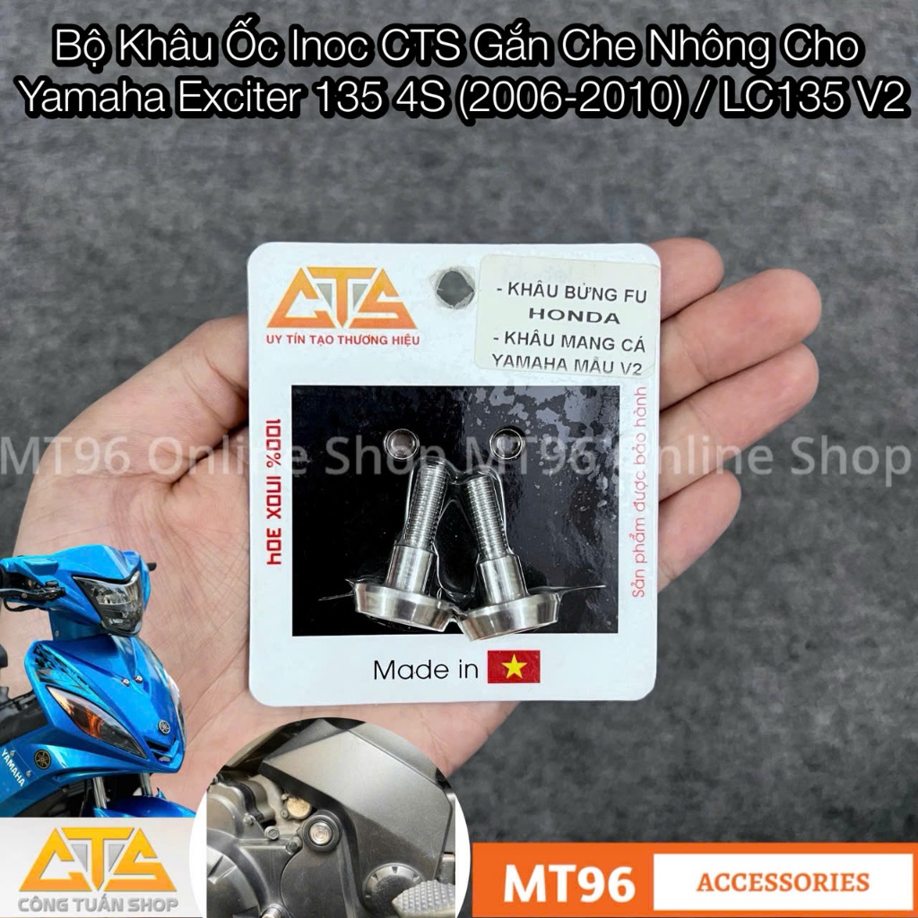 Bộ Khâu Che Nhông CTS Inox 304 Cnc Cho Xe Yamaha Exciter 135 4S (2006-2010), LC135 V1