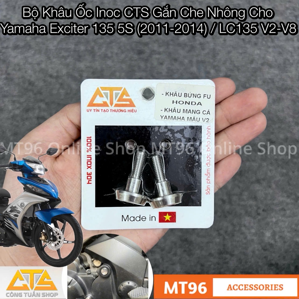 Bộ Khâu Che Nhông CTS Inox 304 Cnc Cho Xe Yamaha Exciter 135 5S (2011-2014), LC135 V2-V8