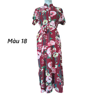 Đầm maxi cổ trụ ráp tầng,bigsize