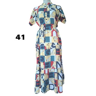 Đầm maxi cổ trụ ráp tầng,bigsize