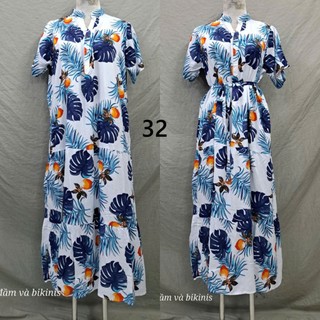 Đầm maxi cổ trụ ráp tầng,bigsize