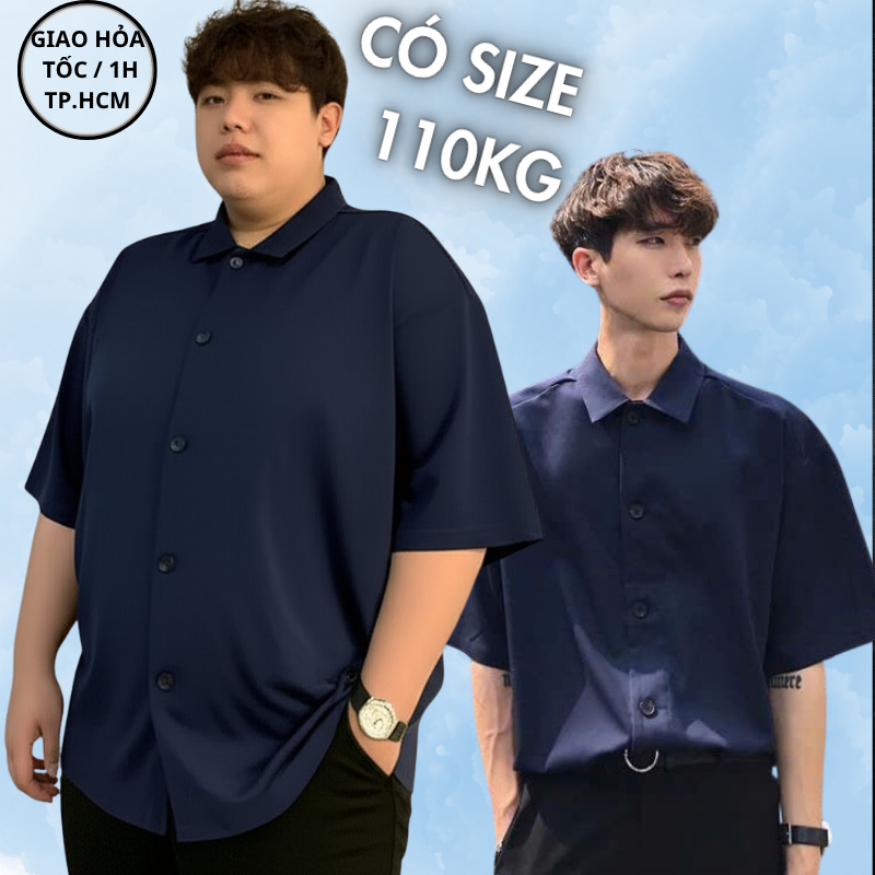 Áo sơ mi nam LẠC LẠC , sơ mi nam tay ngắn , vải lụa mango form rộng , có size 100kg