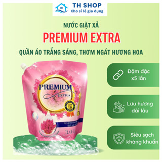  Thùng 4 túi nước giặt xả Premium extra thơm lâu cho quần áo,nước giặt sinh học công nghệ Hàn Quốc 3L 