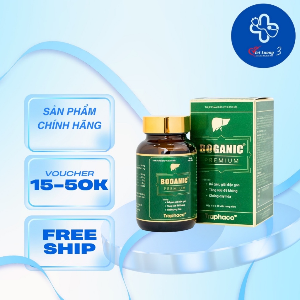 Boganic Premium Traphaco Bổ Gan Giúp Hỗ Trợ Thải Độc Gan Mát Gan, Chống Oxy Hóa 30 Viên/Hộp
