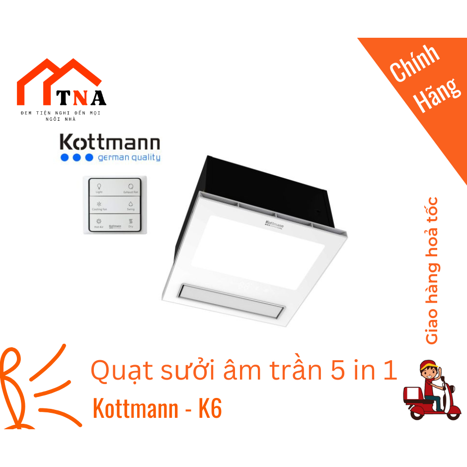 Quạt Sưởi Âm Trần Đa Năng 5 in 1 Kottmann-K6  / K8 - Hàng chính hãng
