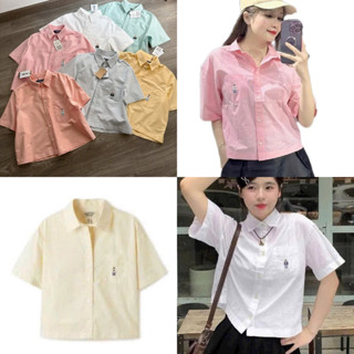   catsports_hangxuatdu  Áo Sơ mi croptop who.a.u gấu thêu tay ngắn 