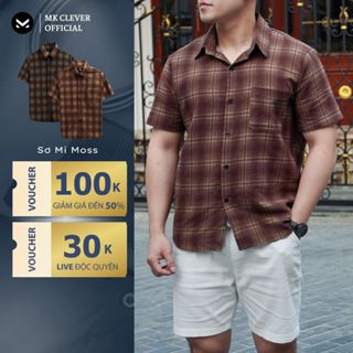 Áo Sơ Mi Kẻ Nam Moss MKCLEVER Chất đũi Hàn mềm mịn, thoáng mát, chống nhăn, form rộng mặc hằng ngày