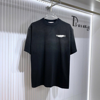  ⚜️ HÀNG CAO CẤP  – Áo Phông Valen... Đen Chữ Thêu Ngực Và Sau Áo Wash Rách Nhẹ - Áo Phông Nam Nữ Cao Cấp L1 Dluxury 