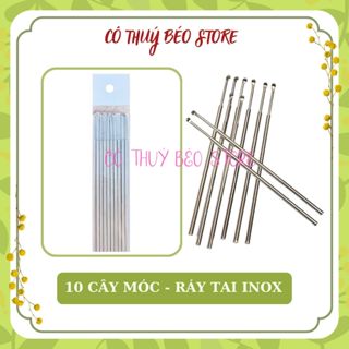 [10 Cây] 1 Vỉ 10 Cây Móc Tai Inox, Dụng Cụ Lấy Ráy Tai Bằng Thép Không Gỉ/Rỉ - Cây Lấy Ráy Tai inox Loại 1, Que Rấy Tai