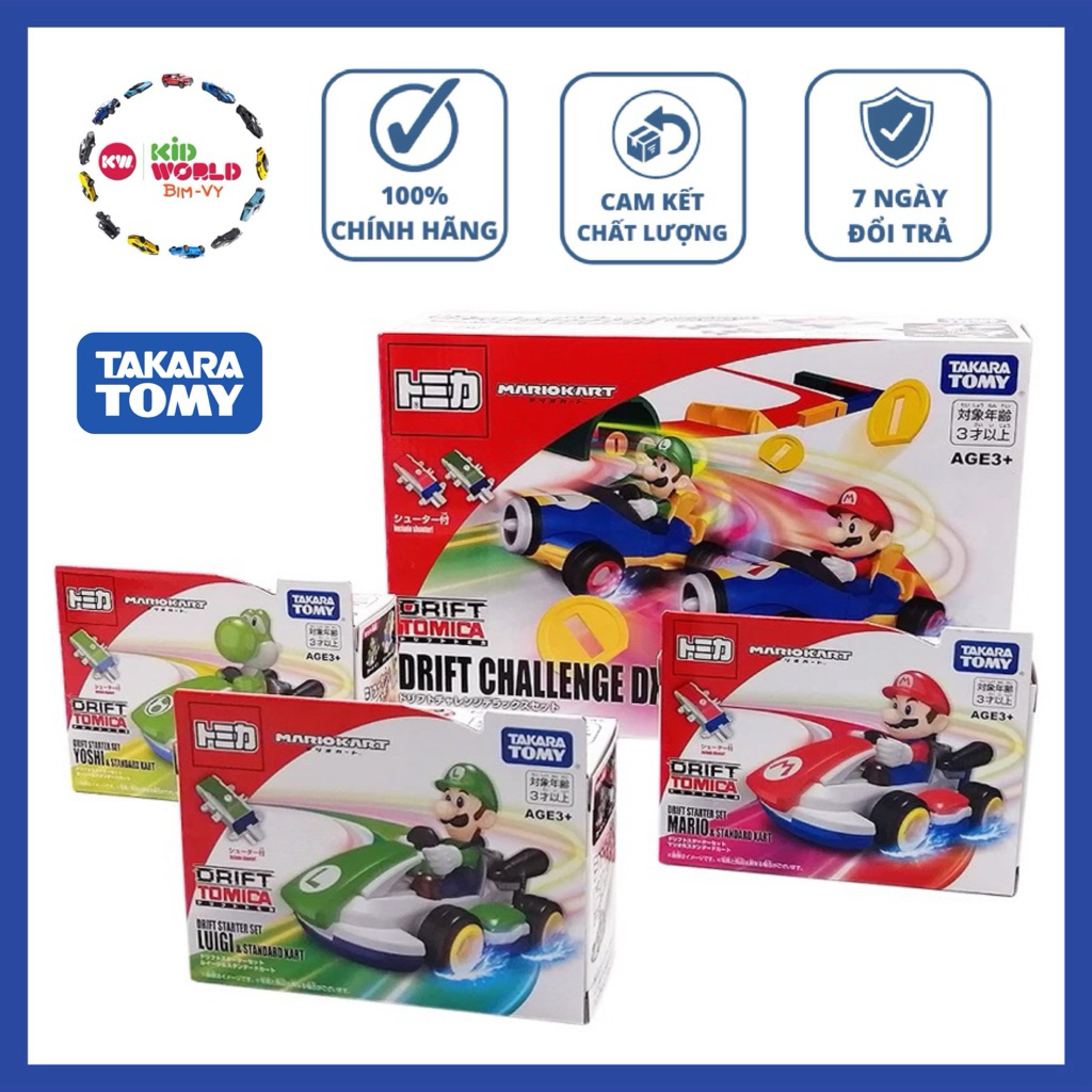 Bộ phóng Xe mô hình Tomica Box Mario Kart Drift Challenge DX Set.