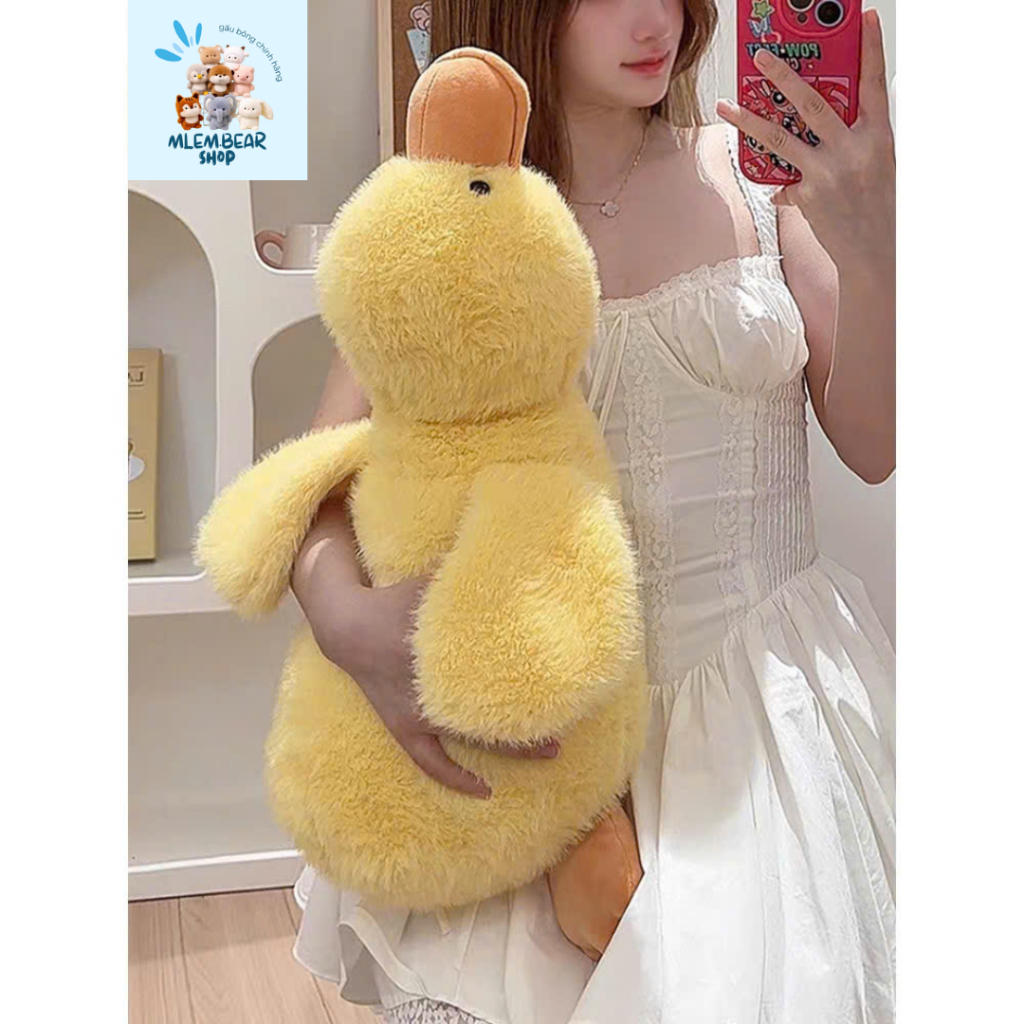 Gấu Bông Vịt Vàng, hồng, trắng, xám Lông Kim Chồn size 45cm Mềm Mại, Dễ Thương gấu  bae vịt  cạp  cạp