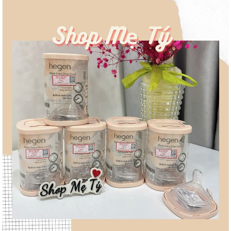 Núm ti Hegen thay thế bình sữa Hegen chính hãng cho bé đủ size 0/ 1/ 2/ 3/ Y cut (thức ăn sệt)