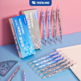 Combo 2 Bút gel Quick Dry Thiên Long ngòi bút cao cấp 0.5mm, mực xanh/đen khô siêu nhanh, vật liệu tái chế GEL-066
