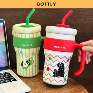 Ly giữ nhiệt Believe Me 800ML, inox 316, họa tiết dễ thương, có tay cầm và ống hút kèm theo