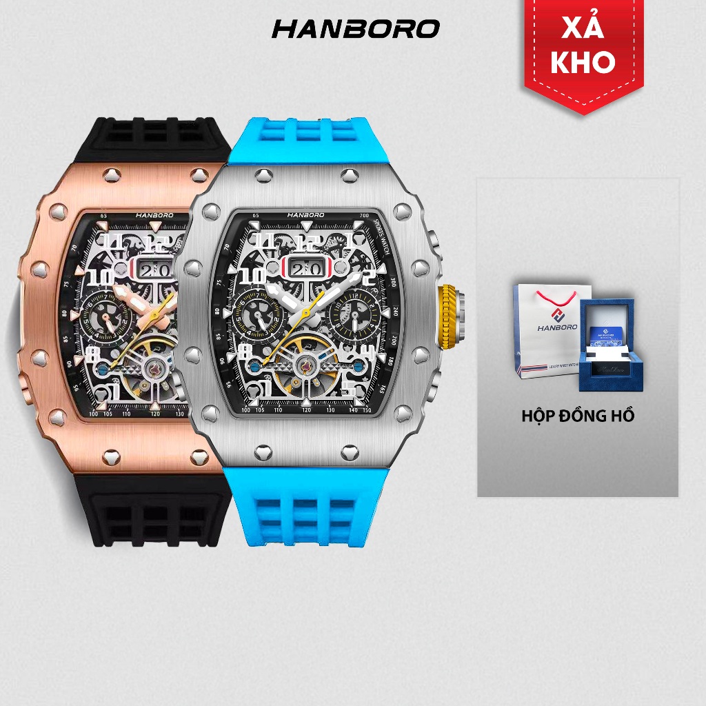 Đồng Hồ Cơ HANBORO Tonneau 900 Bản không hạt | Tặng kèm bóp đựng đồng hồ