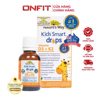 Siro Cho Bé Nature's Way Kids Smart Drops Vitamin D3 K2 (11ML) Vitamin D3 K2 Thành Phần Hoa Hướng Dương Organic | ONFIT