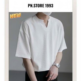 ÁO thun gân cổ chữ V ngắn tay PN.STORE 1993 from rộng dáng trẻ trung dễ phối đồ Nam Menswear Đen