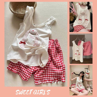 (Có Sẵn) Bộ Ngủ Ngắn BN2 Thêu Thỏ Dễ Thương Đồ Mặc Nhà Đồ Mặc Đi Chơi Chất Mềm Mát Co Dãn Nhẹ Dưới 66kg Hàng Như Hình