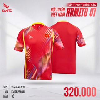 Áo T-shirt Bóng Bàn Đội Tuyển Việt Nam Kamito V1, Co Giãn, Thoáng Khí, Chống Nhăn Tốt
