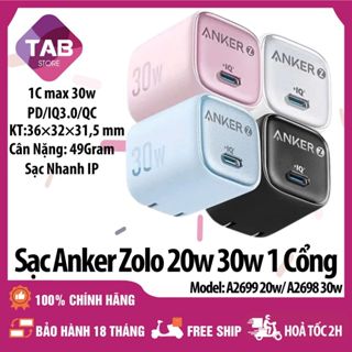 Sạc Anker Zolo 20W 30w GAN PD/QC/IQ3.0  A2699 A2698 - Bảo Hành 18 Tháng