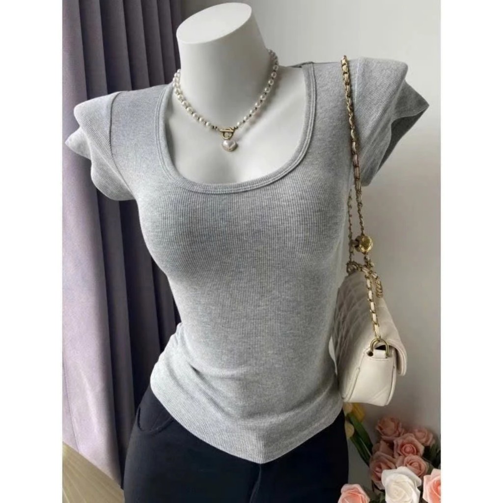 Áo Croptop Cổ Bẻ Tay ngắn Quả Mơ Dành Cho Nữ | BigBuy360 - bigbuy360.vn