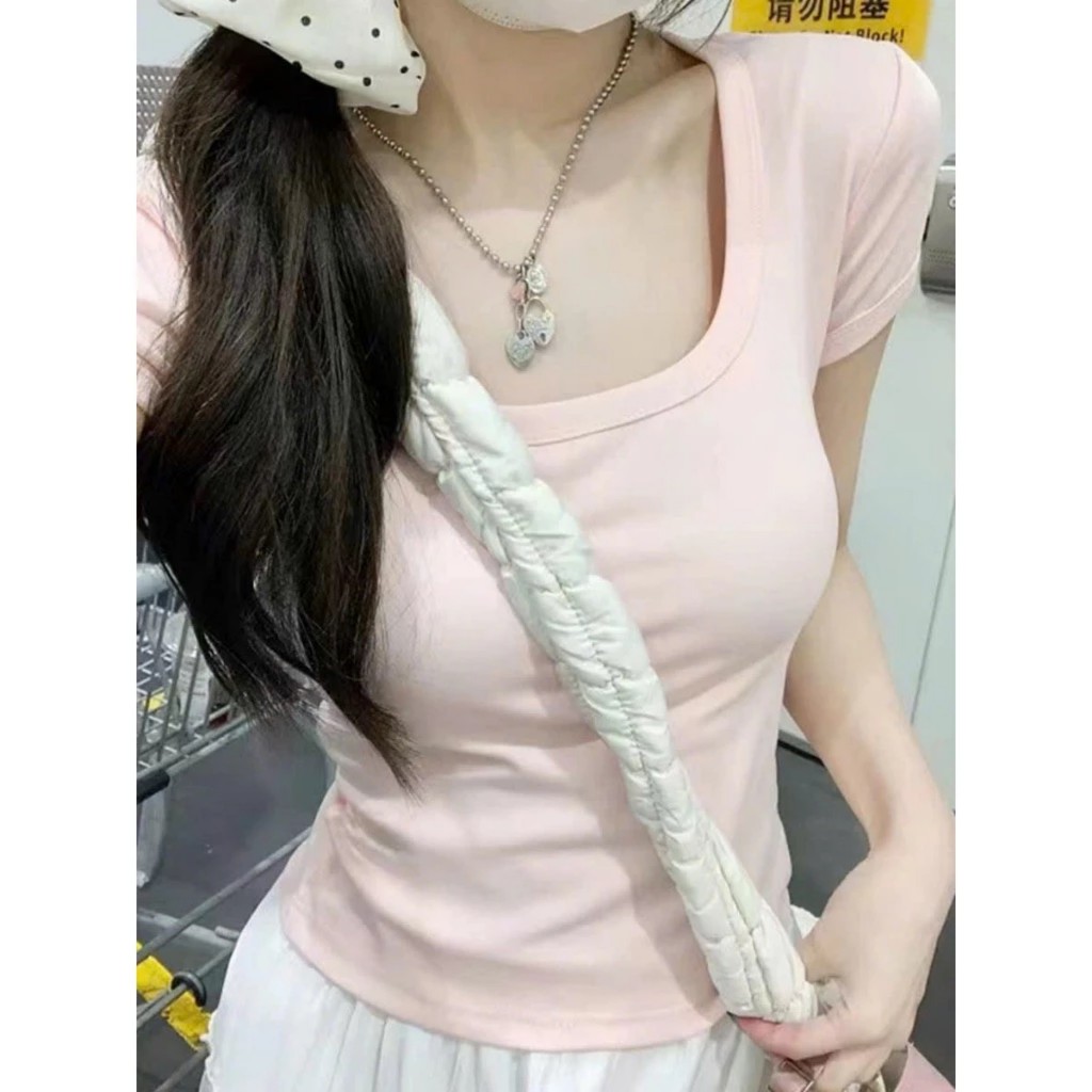 Áo Croptop Cổ Bẻ Tay ngắn Quả Mơ Dành Cho Nữ | BigBuy360 - bigbuy360.vn