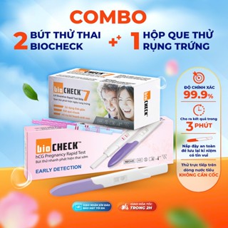 Combo 2 bút thử thai phát hiện thai sớm kèm hộp 7 que thử rụng trứng Biocheck - Cho ra kết quả chính xác