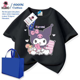 Áo thun bé gái KUDO hoaj tiết hình Kuromi chất vải 100% cotton tự nhiên mềm mịn