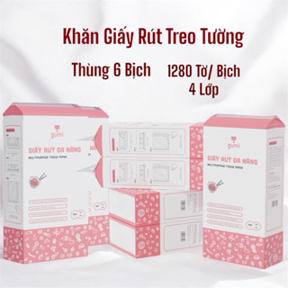 Thùng 6 Bịch Khăn Giấy Gumi Treo Tường tiện lợi, an toàn và tiết kiệm ( Tặng kèm 3 móc treo tường)