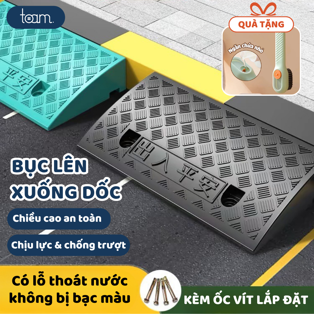 Dốc bục lên xuống xe máy, ô tô bằng nhựa đệm cao su tam giác, Cầu dắt xe máy lên xuống bậc thềm chất