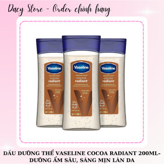 Dầu Dưỡng Thể Vaseline Cocoa Radiant 200ML, Dầu Dưỡng Có Nhũ – Dưỡng Ẩm Sâu, Sáng Mịn Làn Da