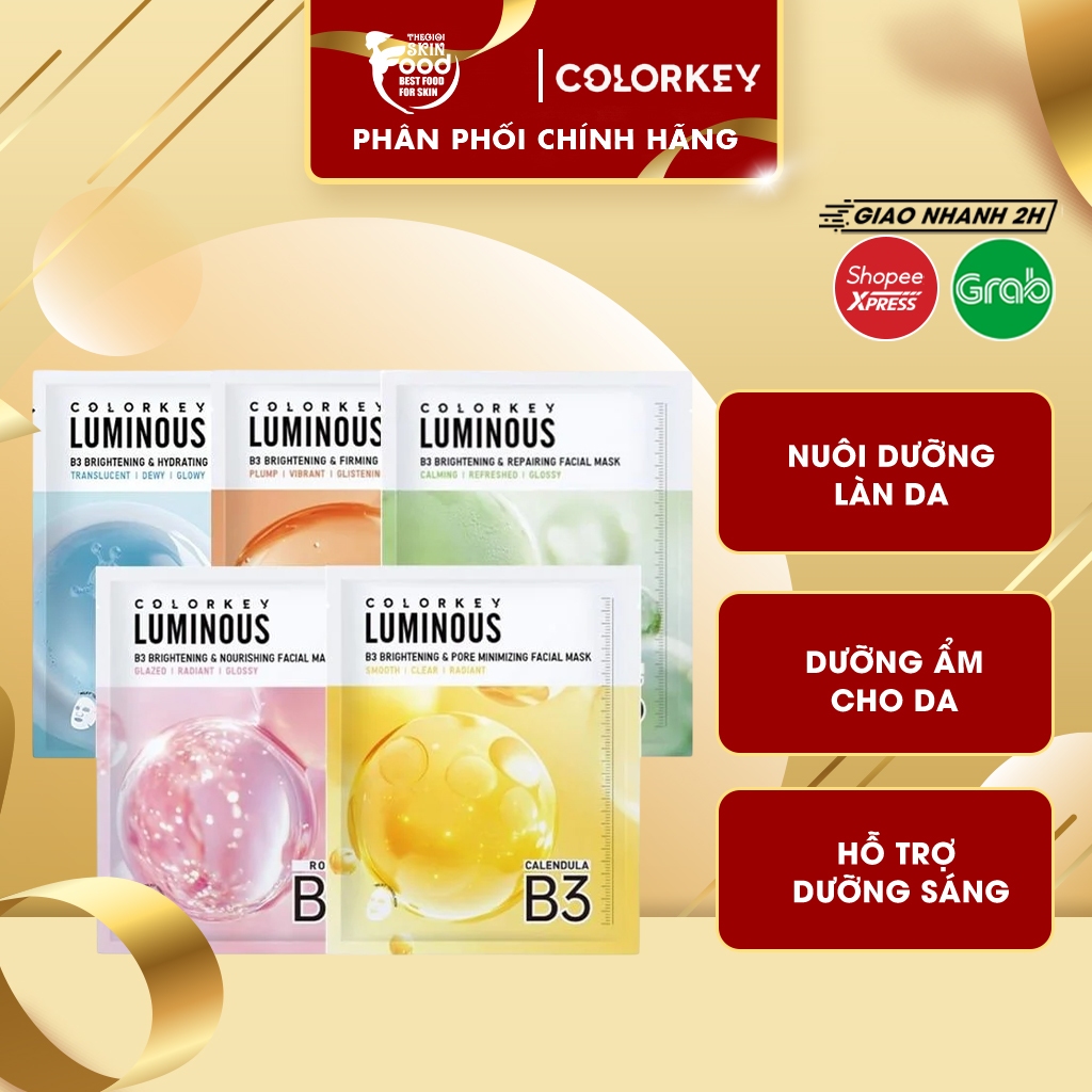 Mặt nạ Colorkey B3 hỗ trợ dưỡng sáng da Luminous B3 Brightening Facial Mask 30ml