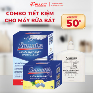 Combo Sumatra dành cho máy rửa bát gồm hộp 70 viên rửa bát + 1,2kg muối + 500ml nước làm bóng